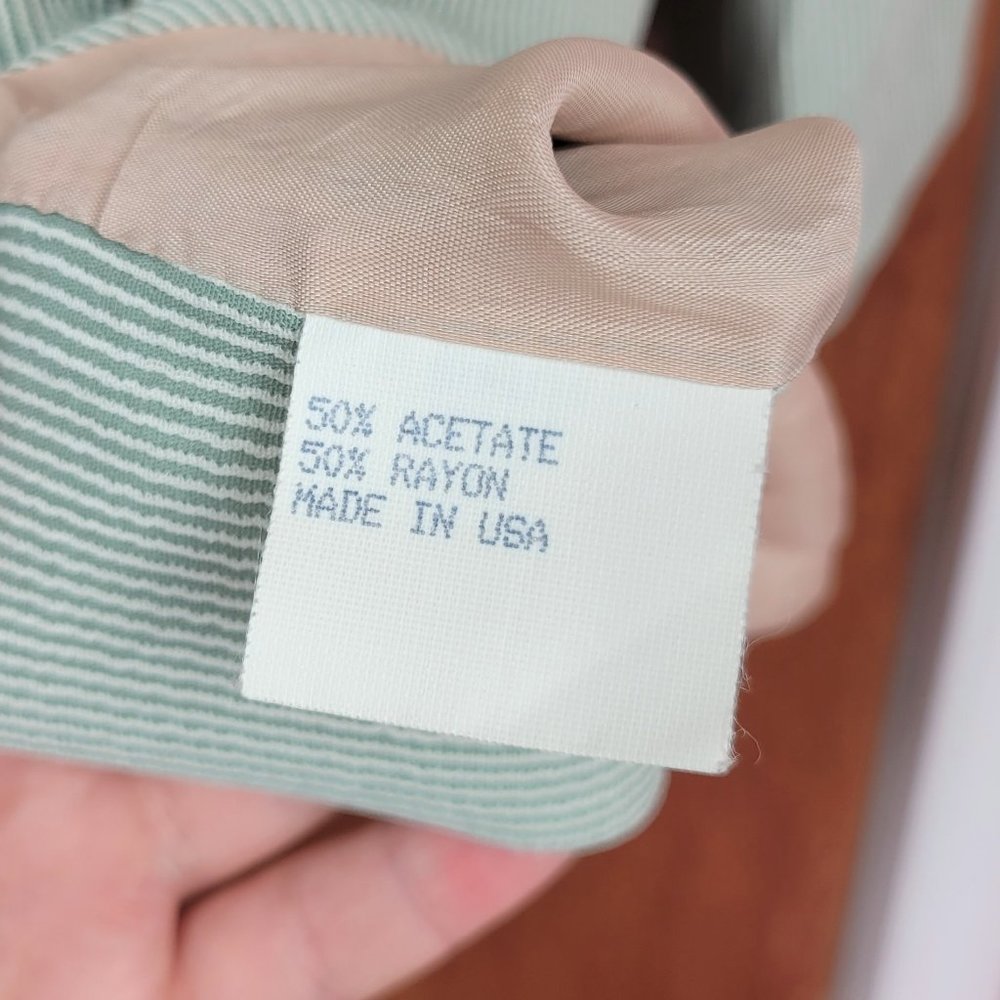 Vintage 80s/90s Sage Green Pinstripe Blazer Jacket - Picture 7 of 8